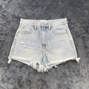 PISTOLA Women's Distressed Cut Off Denim Shorts Light Blue Regular Size 25